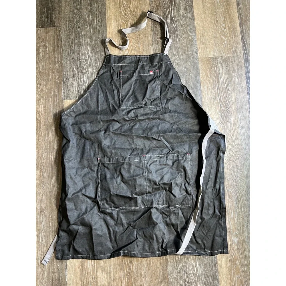 Wendys Employee Uniform Apron Charcoal Gray Bib Style Fast Food Workwear